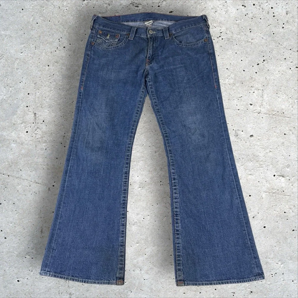 Vtg True Religion Billy Bootcut Jeans 38x33‎ Flap Pocket USA Y2K